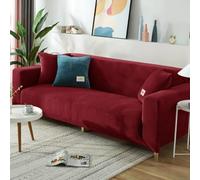Hearda High Stretch Sofa Covers 1/2/3/4 Seater, Deluxe Plush Soft Elastic Non Slip Sofa Slipcover Washable Universal Couch Sofa Cover for Kids Pets Living (3-Seater,Burgundy)