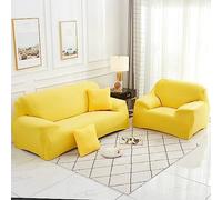 Hearda High Stretch Sofa Covers 1/2/3/4 Seater, Monochrome Soft Elastic Non Slip Sofa Slipcover Washable Universal Couch Sofa Cover for Kids Pets Living (1-Seater,Yellow)
