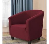 Hearda Jacquard Solid Color Tub Chair Covers 1 Piece, Soft Tub Chair Cover, Stretch Tub Chair Slipcover Breathable Tub Chair Armchair Cover Club Chair Cover for Living Room Office (Red)