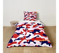 Hearda Kids Single Duvet Cover Set, Multicolor Camouflage Comfortable Single Bedding Sets, Boys Girls Duvet Cover with Pillow Case, Single Bed Duvet Cover for All Season (Red,155x220cm)