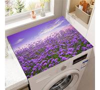 Hearda Lavender Landscape Washer and Dryer Top Protector Mat, Absorbent Washer Dryer Top Protector Mat Non-Slip Washing Machine Cover, for Kitchen Laundry Room Countertop Pad (Floral,50x50cm)