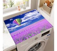 Hearda Lavender Landscape Washer and Dryer Top Protector Mat, Absorbent Washer Dryer Top Protector Mat Non-Slip Washing Machine Cover, for Kitchen Laundry Room Countertop Pad (Lavender,40x50cm)