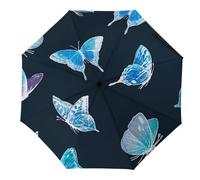 Hearda Manual Umbrella Windproof Strong, 3D Butterfly Pattern 8 Ribs Folding Sun Umbrellas UV Portable Umbrella Waterproof Windproof Travel Umbrella for Women Man Kids (Butterfly 2)
