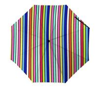 Hearda Manual Umbrella Windproof Strong, 3D Stripes Print 8 Ribs Folding Sun Umbrellas UV Portable Umbrella Waterproof Windproof Travel Umbrella Lightweight for Women Man Kids (Colorful)