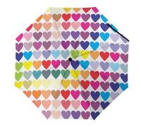 Hearda Manual Umbrella Windproof Strong, Colorful Style 8 Ribs Folding Sun Umbrellas UV Portable Umbrella Waterproof Windproof Travel Umbrella Lightweight for Women Man Kids (Love Heart)