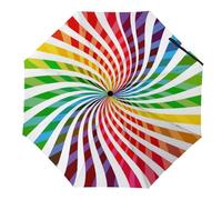 Hearda Manual Umbrella Windproof Strong, Colorful Style 8 Ribs Folding Sun Umbrellas UV Portable Umbrella Waterproof Windproof Travel Umbrella Lightweight for Women Man Kids (Rainbow)