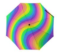 Hearda Manual Umbrella Windproof Strong, Colorful Style 8 Ribs Folding Sun Umbrellas UV Portable Umbrella Waterproof Windproof Travel Umbrella Lightweight for Women Man Kids (Colorful)