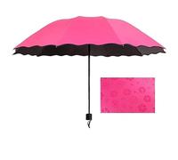 Hearda Manual Umbrella Windproof Strong, Flowers Appear on Contact with Water - 10 Ribs Folding Umbrellas UV for Women Man and Kids, Portable Umbrella for Hot and Rainy Weather (Pink)