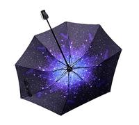 Hearda Manual Umbrella Windproof Strong, Starry Sky Pattern 8 Ribs Folding Umbrellas UV for Women Man and Kids, Portable Umbrella for Hot and Rainy Weather, Travelling, Outdoor (Galaxy)