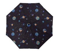 Hearda Manual Windproof Strong 3D Planet Pattern 8 Ribs Folding Sun Umbrella UV Portable Waterproof Travel Umbrella for Women Men Kids (Blue)