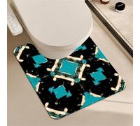 Hearda Modern Style Lightweight Toilet Mat U Shape Edge (Black,40x60cm)