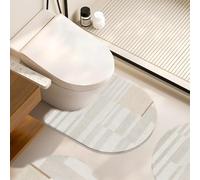 Hearda Modern Wabi-sabi Diatomite Toilet Mat U Shape (Gray,90x60cm)