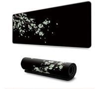 Hearda Mouse Mat, 3D Black Sakura Gaming Mouse Pad, Large Mouse Mat, Mousepad with Stitched Edges, Non-Slip Rubber Base Mouse Pads for Office & Home (Light green,900x400x3mm)