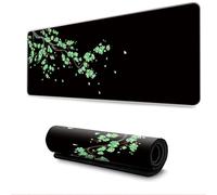 Hearda Mouse Mat, 3D Black Sakura Gaming Mouse Pad, Large Mouse Mat, Mousepad with Stitched Edges, Non-Slip Rubber Base Mouse Pads for Office & Home (Green,800x300x3mm)
