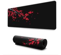 Hearda Mouse Mat, 3D Black Sakura Gaming Mouse Pad, Large Mouse Mat, Mousepad with Stitched Edges, Non-Slip Rubber Base Mouse Pads for Office & Home (Red,600x300x3mm)