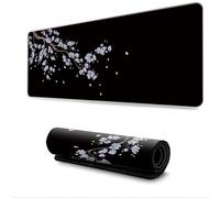 Hearda Mouse Mat, 3D Black Sakura Gaming Mouse Pad, Large Mouse Mat, Mousepad with Stitched Edges, Non-Slip Rubber Base Mouse Pads for Office & Home (Blue,900x400x3mm)