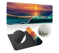 Hearda Mouse Mat, 3D The Vast Ocean Gaming Mouse Pad, Large Mouse Mat, Mousepad with Stitched Edges, Non-Slip Rubber Base Mouse Pads for Office & Home (700x300x3mm,Waves)