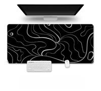 Hearda Mouse Mat, Black Fluid Pattern Gaming Mouse Pad, Large Mouse Mat, Mousepad with Stitched Edges, Non-Slip Rubber Base Mouse Pads for Office & Home (1200x600x3mm,Black 7)