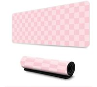 Hearda Mouse Mat, Checkerboard Print Gaming Mouse Pad, Large Mouse Mat, Mousepad with Stitched Edges, Non-Slip Rubber Base Mouse Pads for Office & Home (1200x600x3mm,Pink)