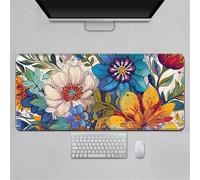 Hearda Mouse Mat, Elegant Floral Art Gaming Mouse Pad, Large Mouse Mat, Mousepad with Stitched Edges, Non-Slip Rubber Base Mouse Pads for Office & Home (Multicolor,600x300x3mm)