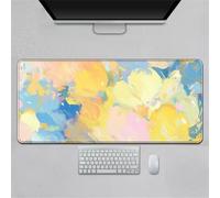 Hearda Mouse Mat, Elegant Floral Art Gaming Mouse Pad, Large Mouse Mat, Mousepad with Stitched Edges, Non-Slip Rubber Base Mouse Pads for Office & Home (Yellow,900x400x3mm)