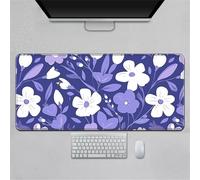 Hearda Mouse Mat, Elegant Floral Art Gaming Mouse Pad, Large Mouse Mat, Mousepad with Stitched Edges, Non-Slip Rubber Base Mouse Pads for Office & Home (Purple,700x300x3mm)