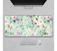 Hearda Mouse Mat, Elegant Floral Art Gaming Mouse Pad, Large Mouse Mat, Mousepad with Stitched Edges, Non-Slip Rubber Base Mouse Pads for Office & Home (Light green,700x300x3mm)