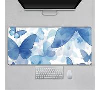 Hearda Mouse Mat, Elegant Floral Art Gaming Mouse Pad, Large Mouse Mat, Mousepad with Stitched Edges, Non-Slip Rubber Base Mouse Pads for Office & Home (Blue,800x300x3mm)