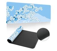 Hearda Mouse Mat, Japanese Sakura Gaming Mouse Pad, Large Mouse Mat, Mousepad with Stitched Edges, Non-Slip Rubber Base Mouse Pads for Office & Home (Blue,700x300x3mm)