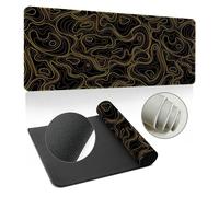 Hearda Mouse Mat, Multicolor Fluid Lines Gaming Mouse Pad, Large Mouse Mat, Mousepad with Stitched Edges, Non-Slip Rubber Base Mouse Pads for Office & Home (1200x600x3mm,Gold)