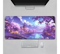 Hearda Mouse Mat, Pastoral Flowers Art Gaming Mouse Pad, Large Mouse Mat, Mousepad with Stitched Edges, Non-Slip Rubber Base Mouse Pads for Office & Home (Sakura,900x400x3mm)