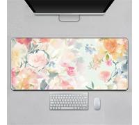 Hearda Mouse Mat, Pastoral Flowers Art Gaming Mouse Pad, Large Mouse Mat, Mousepad with Stitched Edges, Non-Slip Rubber Base Mouse Pads for Office & Home (Rose,700x300x3mm)