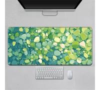 Hearda Mouse Mat, Pastoral Flowers Art Gaming Mouse Pad, Large Mouse Mat, Mousepad with Stitched Edges, Non-Slip Rubber Base Mouse Pads for Office & Home (Green,900x400x3mm)
