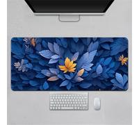 Hearda Mouse Mat, Pastoral Flowers Art Gaming Mouse Pad, Large Mouse Mat, Mousepad with Stitched Edges, Non-Slip Rubber Base Mouse Pads for Office & Home (Leaves,900x400x3mm)