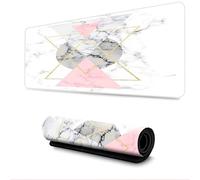 Hearda Mouse Mat, Scandinavian Geometric Style Gaming Mouse Pad, Large Mouse Mat, Mousepad with Stitched Edges, Non-Slip Rubber Base Mouse Pads for Office & Home (Pink,900x400x3mm)