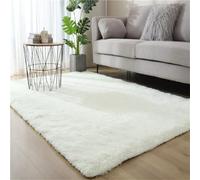 Hearda Multifunctional Fluffy Rugs Living Room, 4.5cm Shaggy Rugs for Bedrooms, Non Slip Soft Warm Floor Mat, for Bedside Kids Room Office Lounge Home Decor Carpet Play Mat (White,50x80cm)