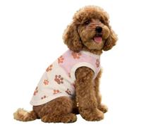 Hearda Paw Print Pattern Lightweight Dog Cooling Vest, Breathable Ice Silk Dog Cooling Coat, Summer Sun Protection Jacket for Puppy Small Medium Pet&Cats Walking Hiking Outdoor (Pink Beige,S)