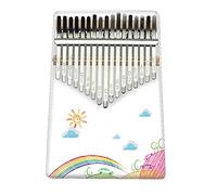 Hearda Portable Kalimba Thumb Piano 17 keys, Solid Spruce Wood Handmade Mbira Finger Piano, 3D Flower African Finger Keyboard with Tuning Hammer, Gift for Friends Adult Beginners (Rainbow)