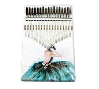 Hearda Portable Kalimba Thumb Piano 17 keys, Solid Spruce Wood Handmade Mbira Finger Piano, 3D Flower African Finger Keyboard with Tuning Hammer, Gift for Friends Adult Beginners (Dress girl)