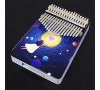 Hearda Portable Kalimba Thumb Piano 17 keys, Solid Spruce Wood Handmade Mbira Finger Piano, 3D Landscape African Finger Keyboard with Tuning Hammer, Gift for Friends Adult Beginners (Galaxy)
