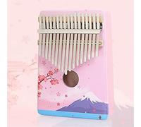 Hearda Portable Kalimba Thumb Piano 17 keys, Solid Spruce Wood Handmade Mbira Finger Piano, 3D Painting African Finger Keyboard with Tuning Hammer, Gift for Friends Adult Beginners (Cherry blossoms)