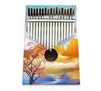 Hearda Portable Kalimba Thumb Piano 17 keys, Solid Spruce Wood Handmade Mbira Finger Piano, 3D Painting African Finger Keyboard with Tuning Hammer, Gift for Friends Adult Beginners (Mountain)