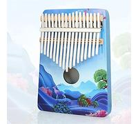 Hearda Portable Kalimba Thumb Piano 17 keys, Solid Spruce Wood Handmade Mbira Finger Piano, 3D Painting African Finger Keyboard with Tuning Hammer, Gift for Friends Adult Beginners (Blue forest)