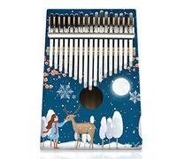 Hearda Portable Kalimba Thumb Piano 17 keys, Solid Spruce Wood Handmade Mbira Finger Piano, 3D Painting African Finger Keyboard with Tuning Hammer, Gift for Friends Adult Beginners (Snow Deer)