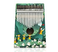 Hearda Portable Kalimba Thumb Piano 17 keys, Solid Spruce Wood Handmade Mbira Finger Piano, 3D Painting African Finger Keyboard with Tuning Hammer, Gift for Friends Adult Beginners (Spring outing)