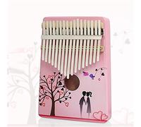 Hearda Portable Kalimba Thumb Piano 17 keys, Solid Spruce Wood Handmade Mbira Finger Piano, 3D Painting African Finger Keyboard with Tuning Hammer, Gift for Friends Adult Beginners (Lovebirds)