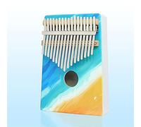 Hearda Portable Kalimba Thumb Piano 17 keys, Solid Spruce Wood Handmade Mbira Finger Piano, 3D Painting African Finger Keyboard with Tuning Hammer, Gift for Friends Adult Beginners (Beach)
