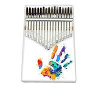 Hearda Portable Kalimba Thumb Piano 17 keys, Solid Spruce Wood Handmade Mbira Finger Piano, 3D Rock Style African Finger Keyboard with Tuning Hammer, Gift for Friends Adult Beginners (Hand print)