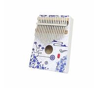 Hearda Portable Kalimba Thumb Piano 17 keys, Solid Spruce Wood Handmade Mbira Finger Piano, African Finger Keyboard with Tuning Hammer, Gift for Friends Adult Beginners (Blue and white porcelain)