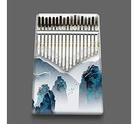 Hearda Portable Kalimba Thumb Piano 17 keys,Solid Spruce Wood Handmade Mbira Finger Piano,African Finger Keyboard with Tuning Hammer,Gift for Friends Adult Beginners -Art Theme (Mountain rock)